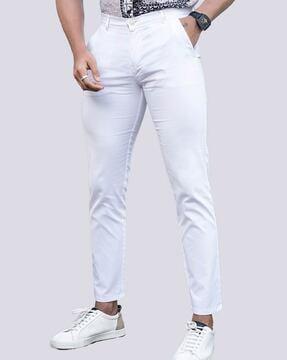 flat front ankle-length pants