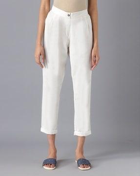 flat-front ankle-length pants