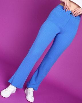 flat-front ankle-length trousers