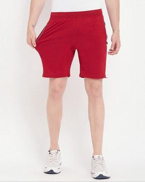 flat-front bermudas with elasticated waist