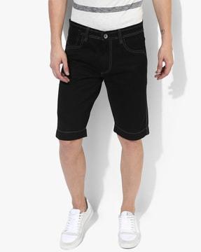 flat-front bermudas with insert pockets