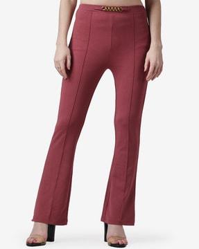 flat-front bootcut trousers