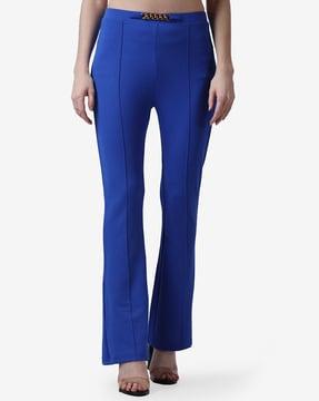 flat-front bootcut trousers