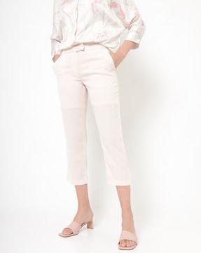 flat-front capris with insert pockets