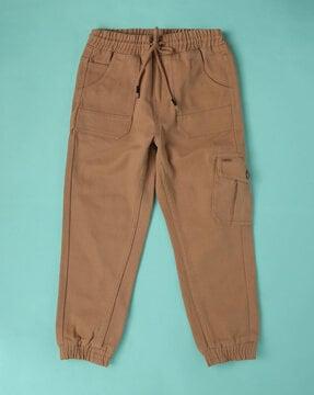 flat-front cargo pants with drawstring waist