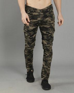 flat-front cargo pants with flap pockets