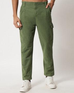 flat-front cargo pants with patch pockets
