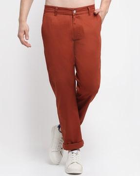 flat-front chinos with insert pockets