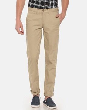 flat-front chinos with insert pockets