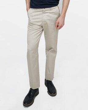 flat front chinos with mid-rise waist