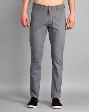 flat-front chinos with slip-pockets