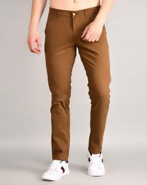 flat-front chinos with slip-pockets