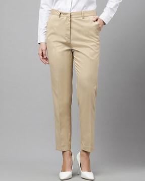 flat front cigarette fit trousers