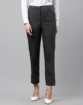 flat front cigarette fit trousers