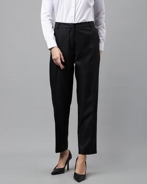 flat front cigarette fit trousers