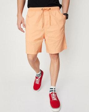 flat-front city shorts with drawstring waist