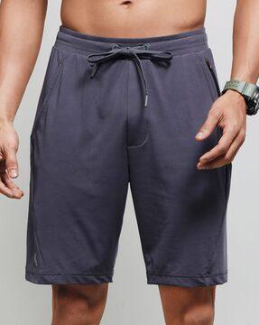 flat-front city shorts with elasticated waist