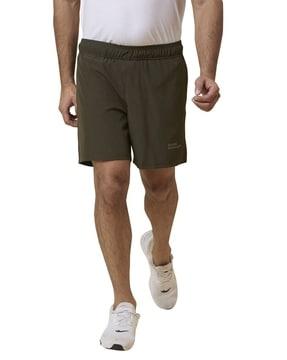 flat-front city shorts with elasticated waist