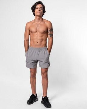 flat-front city shorts with elasticated waist