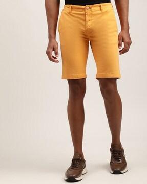 flat front city shorts with insert pockets