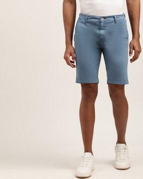 flat front city shorts with insert pockets