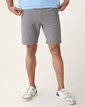 flat front city shorts with insert pockets