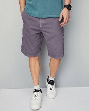 flat-front city shorts with insert pockets