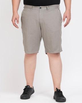 flat-front city shorts with insert pockets