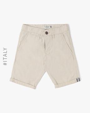 flat-front city shorts with upturned hems