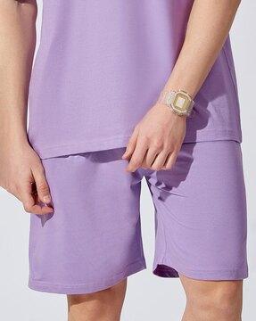 flat-front cotton bermuda shorts