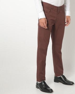 flat-front cotton pants