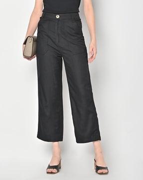 flat-front cotton pants