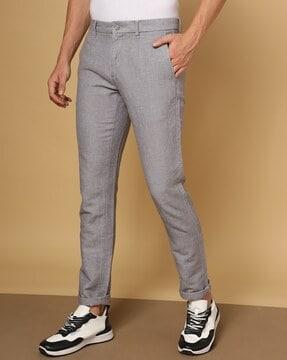 flat-front cotton pants