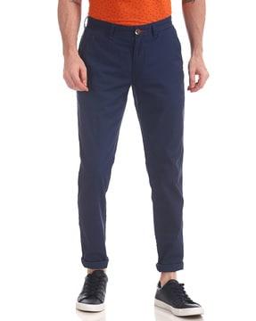 flat-front cotton pants