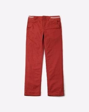 flat-front cotton trousers