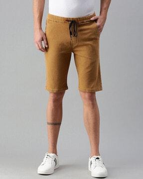flat front denim shorts