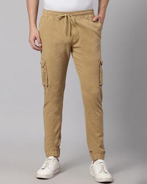 flat-front drawstring waist joggers