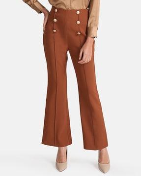 flat-front elasticated waist trousers