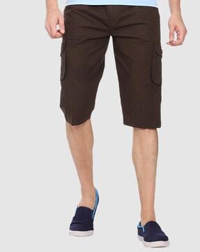 flat front expandable waist shorts