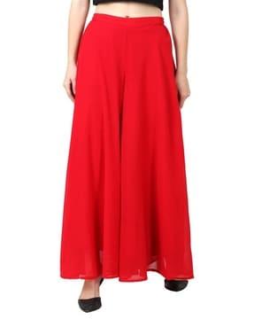 flat-front flared palazzos with semi elasticated waist