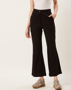 flat-front flared trousers