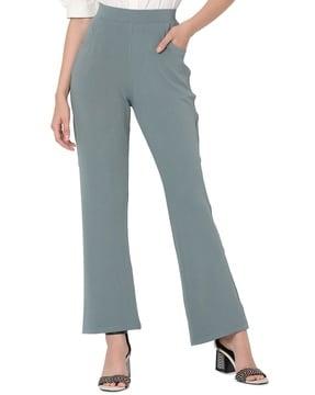 flat-front flared trousers