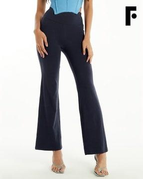 flat-front flared trousers