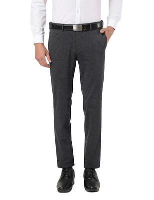 flat front heathered formal trousers