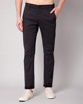 flat-front insert pockets trousers
