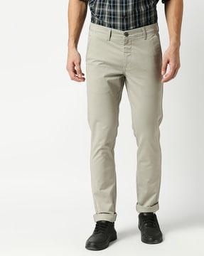 flat-front insert pockets trousers