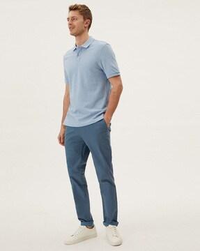 flat-front insert pockets trousers