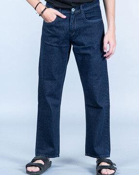 flat-front jeans with insert pockets