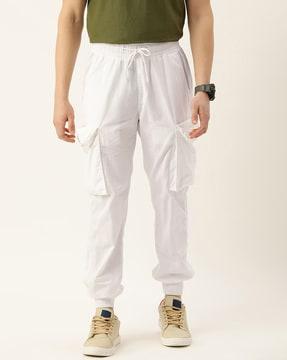 flat-front jogger pants with drawstring waist