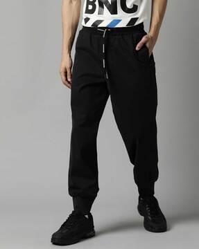 flat-front jogger pants with drawstring